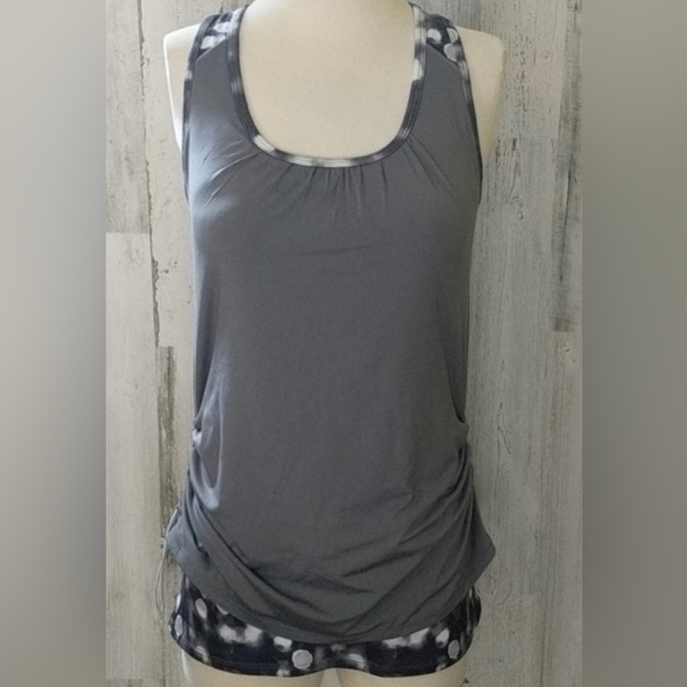 Athleta Gray Royal Pigeon Ruched Double Layer Racerback Tank Size XS